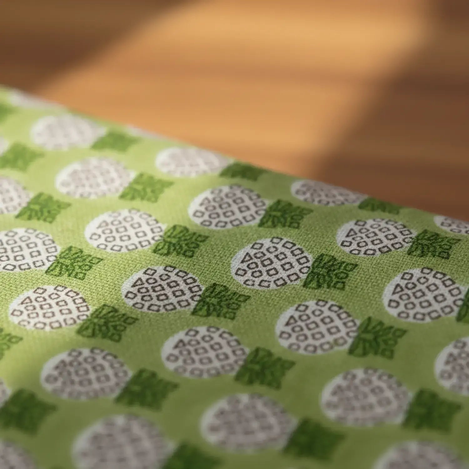 Sanganeri Hand Block Print Cotton Fabric – Green Floral Print