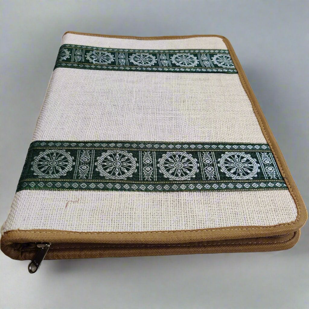 Eco Friendly Jute File Folder White and Green