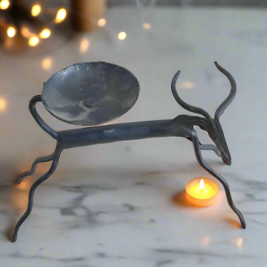 Gond Art Wrought Iron Deer Candle Stand