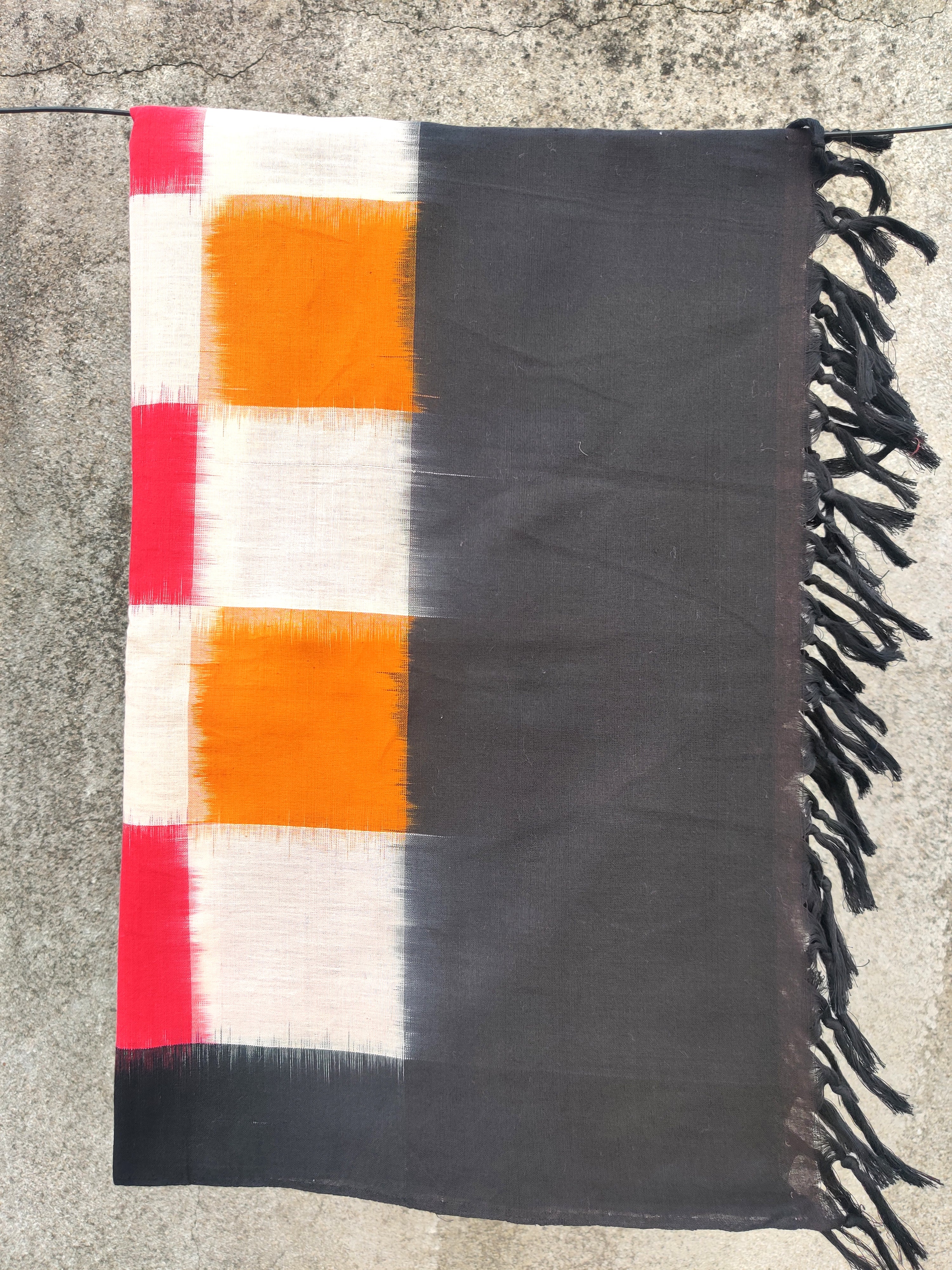 Telangana's Finest Handspun Pochampally Ikat Cotton Dupatta with Zari Border