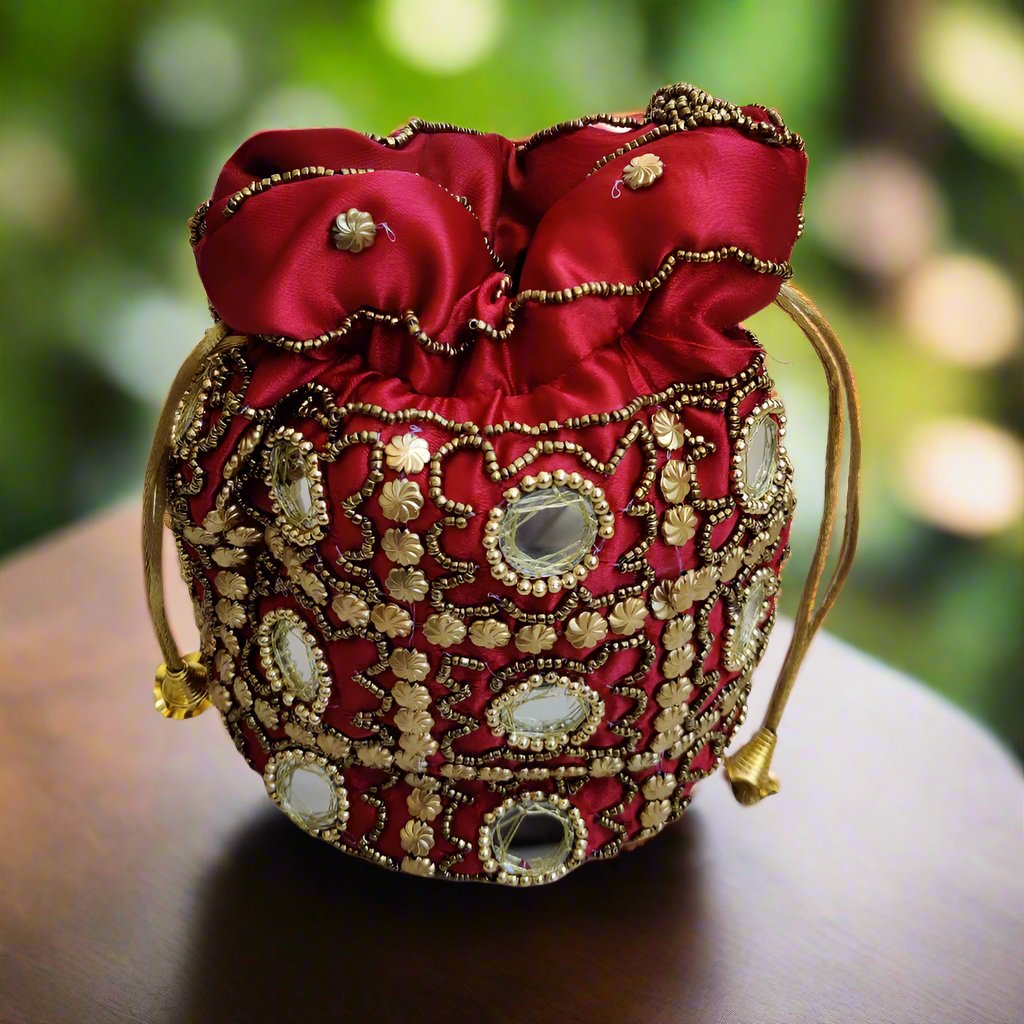 Silk Potli Bag Red