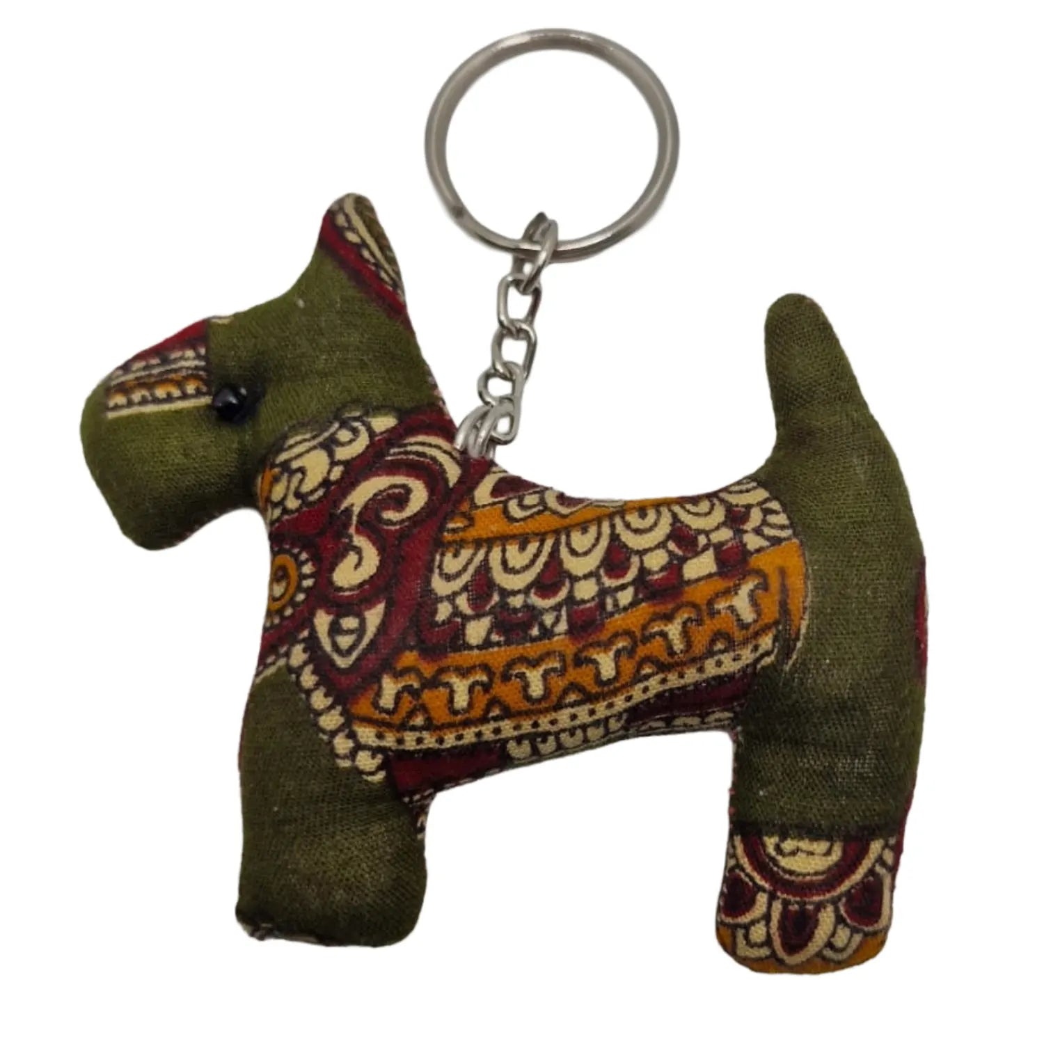 Handcrafted Block Print Fabric Keychains Charm – Set of 7