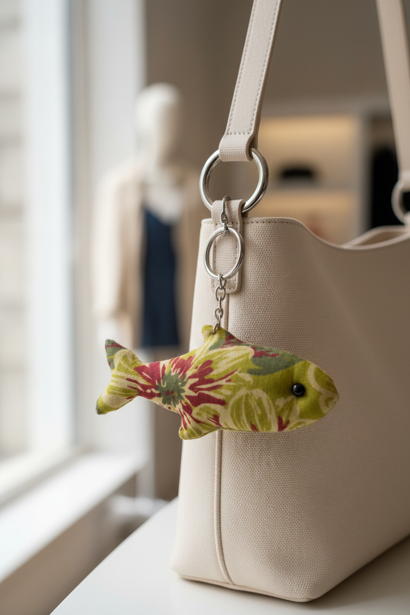 Handcrafted Block Print Fabric Keychains Charm – Set of 7