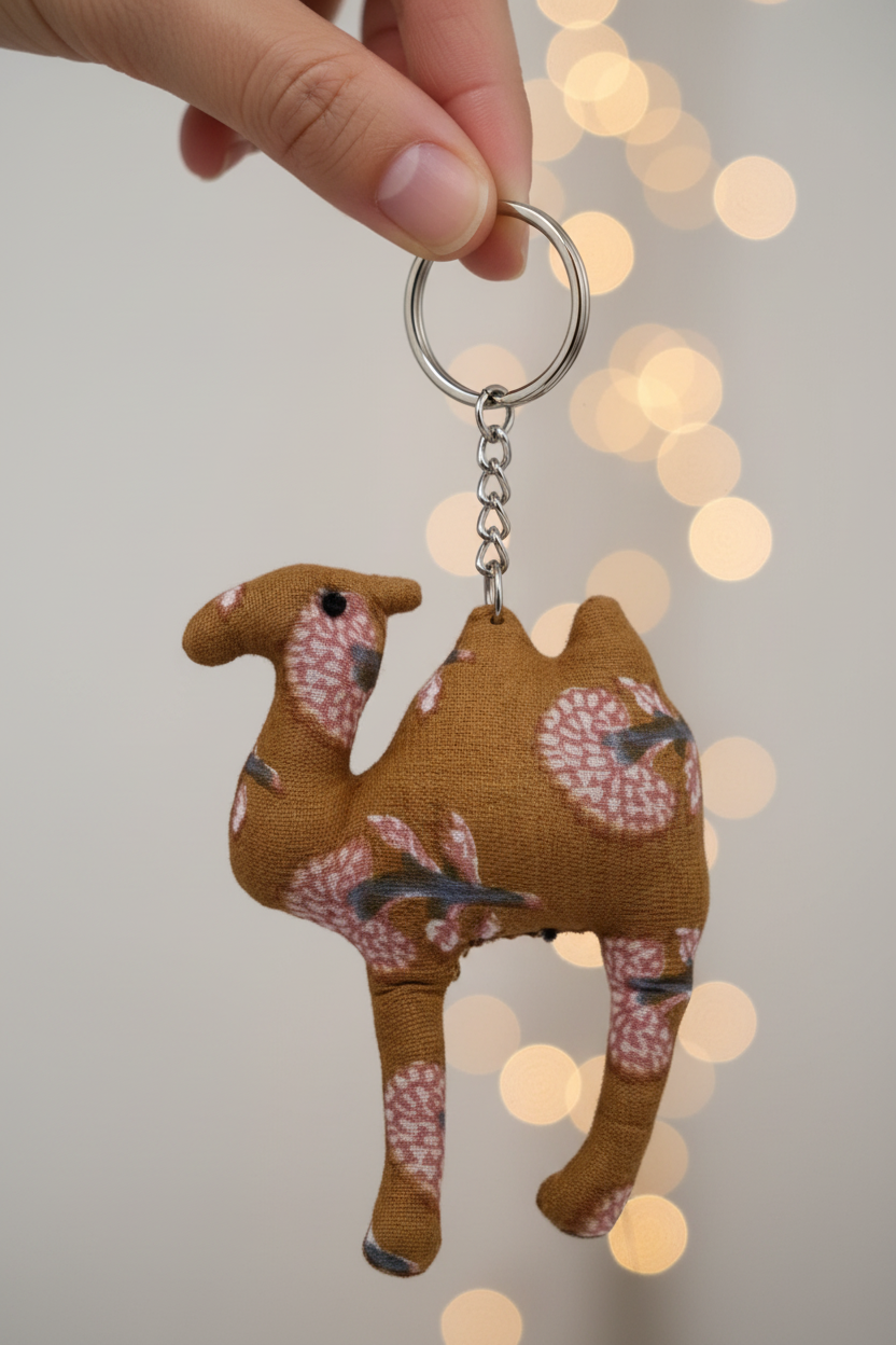 Handcrafted Block Print Fabric Keychains Charm – Set of 7