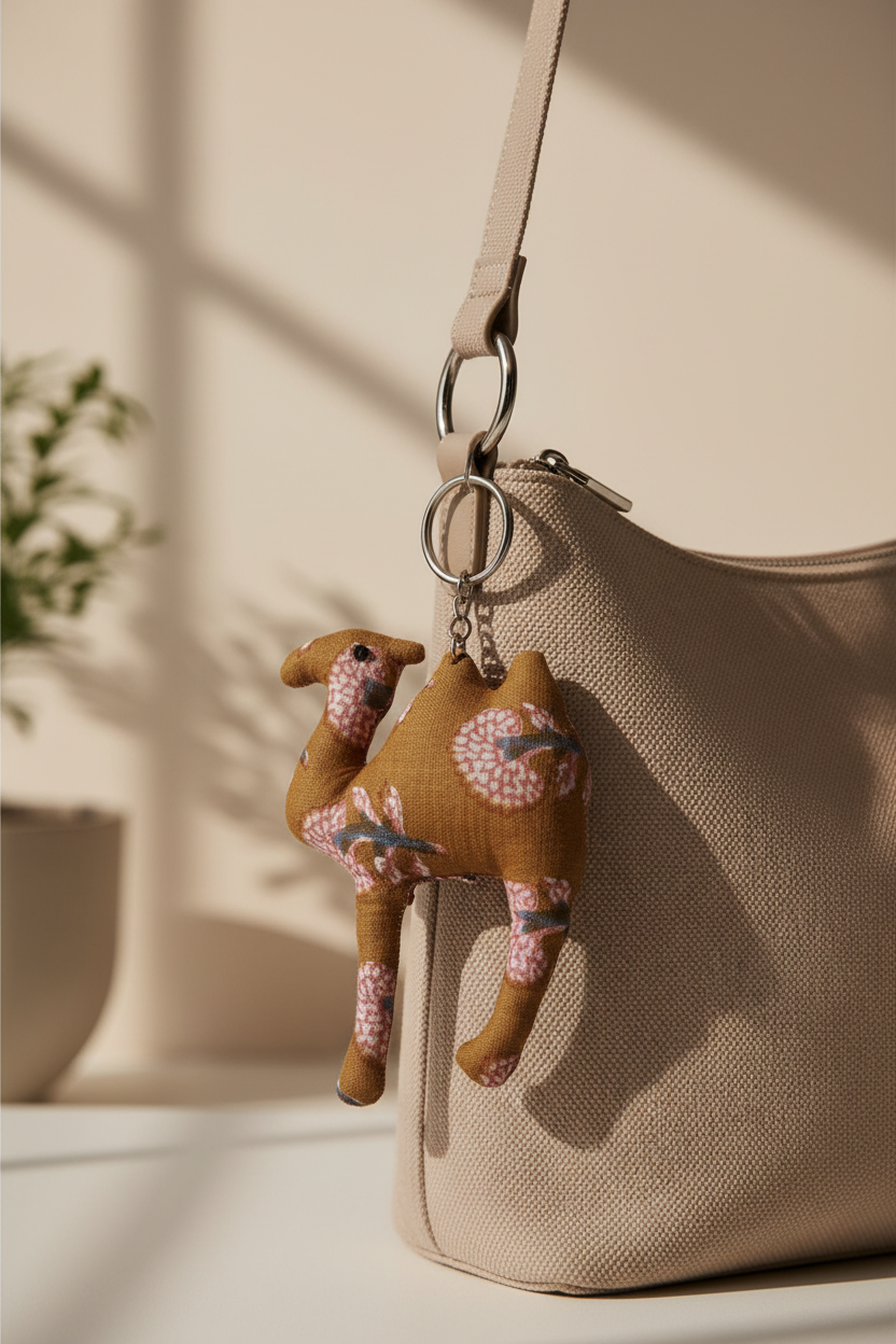 Handcrafted Block Print Fabric Keychains Charm – Set of 7