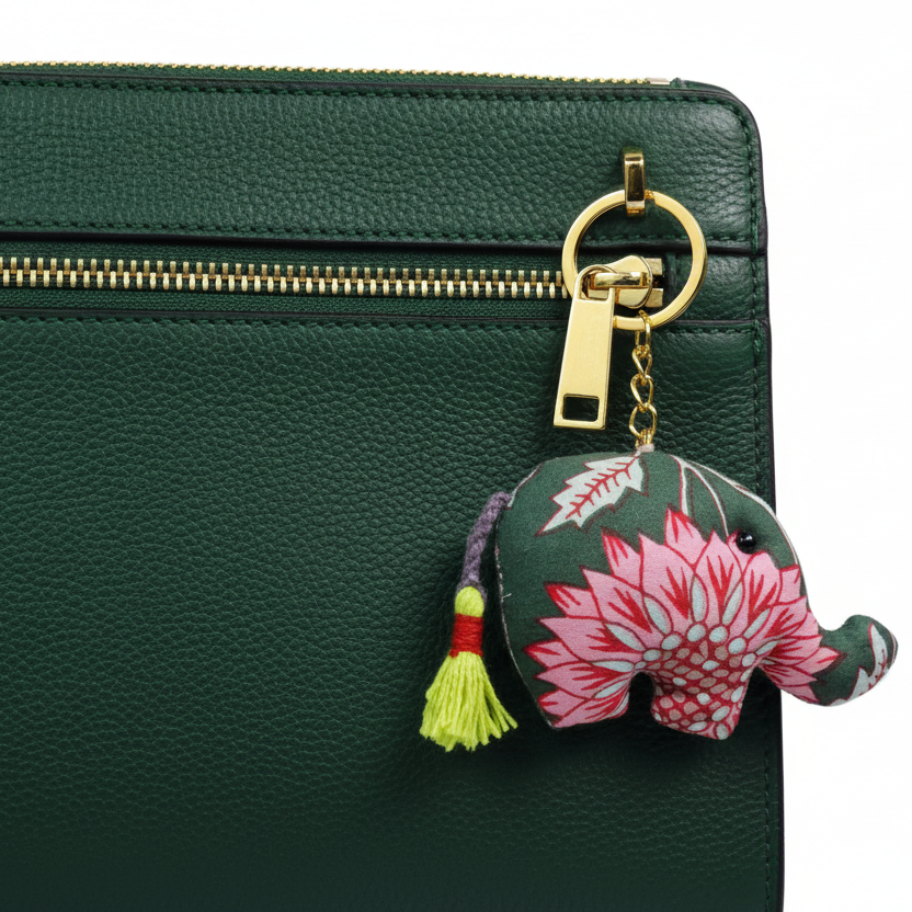 Handcrafted Block Print Fabric Keychains Charm – Set of 6