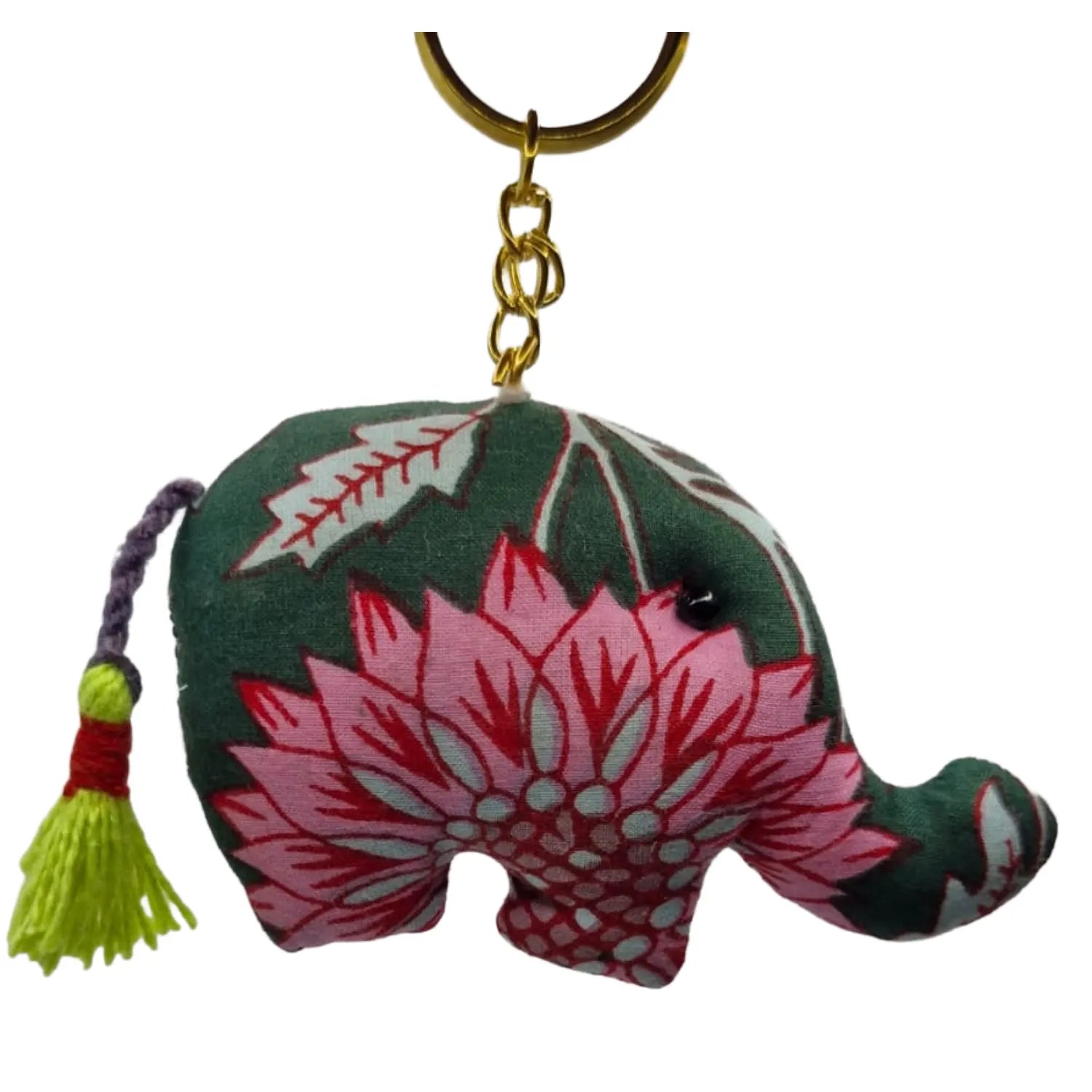 Handcrafted Block Print Fabric Keychains Charm – Set of 6