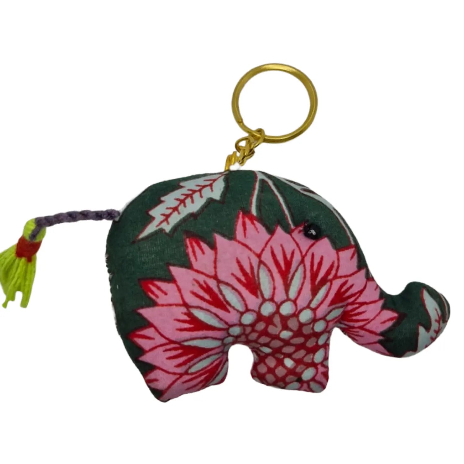 Handcrafted Block Print Fabric Keychains Charm – Set of 6