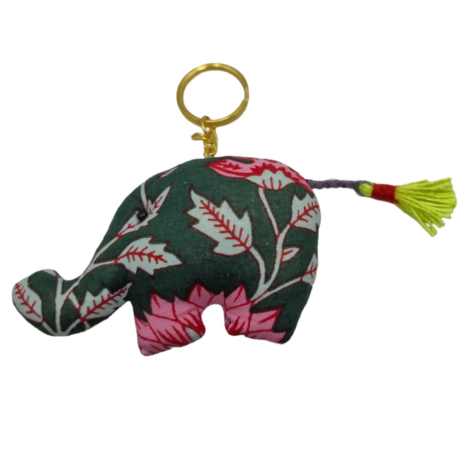 Handcrafted Block Print Fabric Keychains Charm – Set of 6