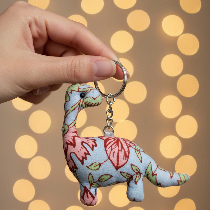 Handcrafted Block Print Fabric Keychains Charm – Set of 6