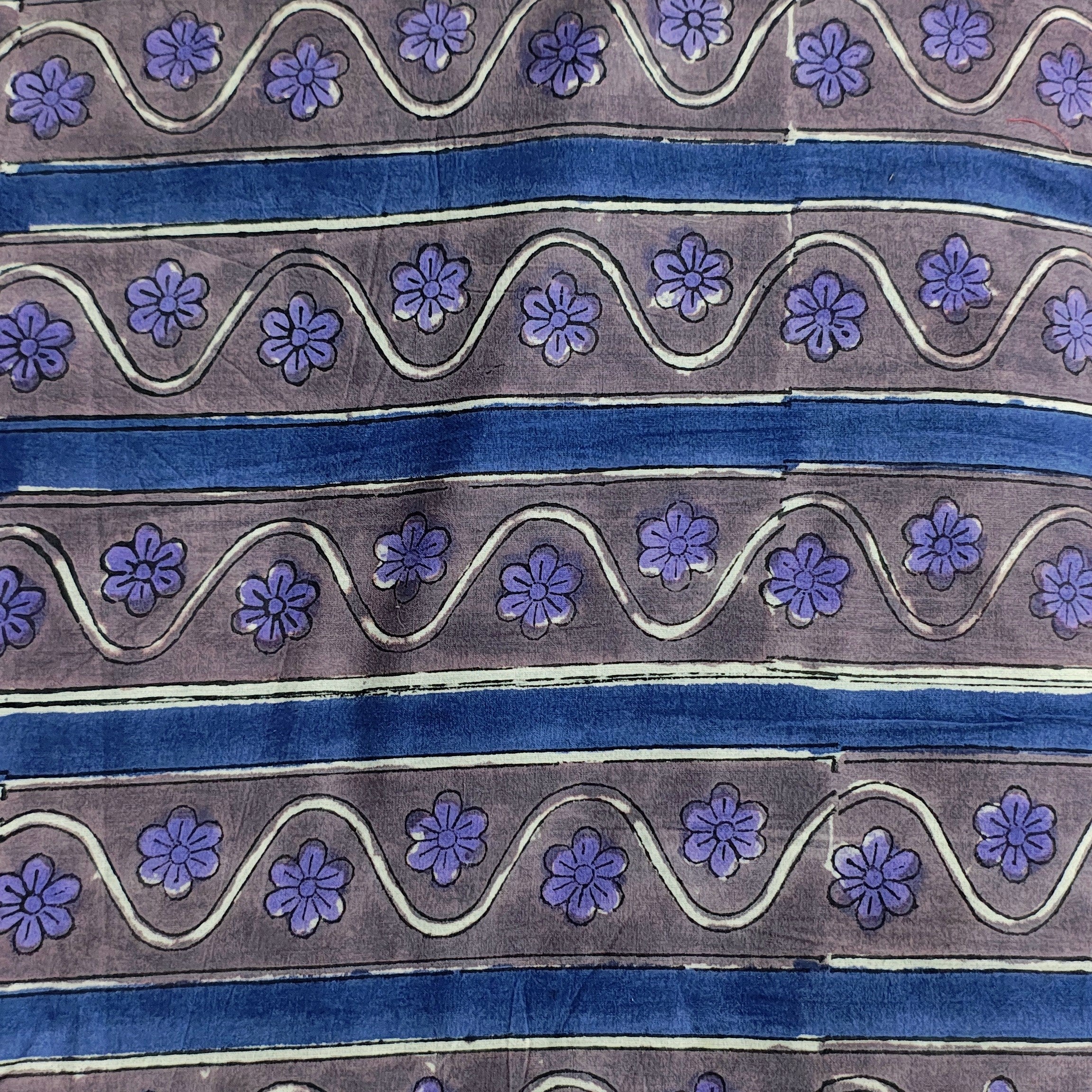 Sanganeri Hand Block Print Cotton Fabric – Purple Floral Print