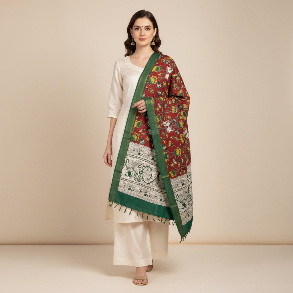 Kalamkari Nizam Bordar Dupatta