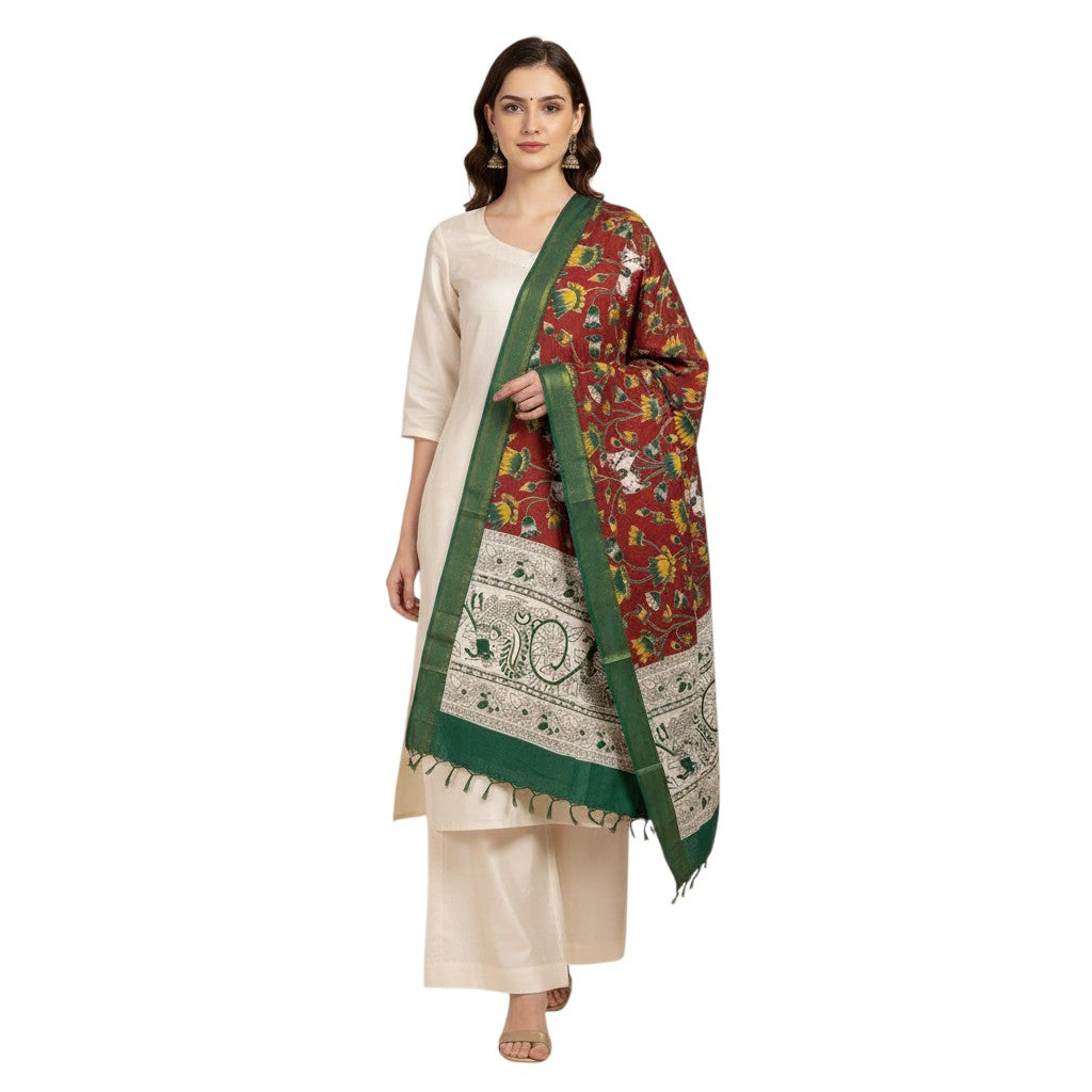Kalamkari Nizam Bordar Dupatta